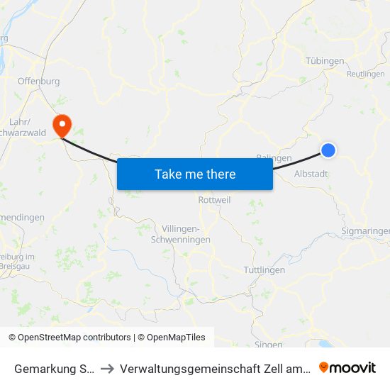 Gemarkung Starzeln to Verwaltungsgemeinschaft Zell am Harmersbach map