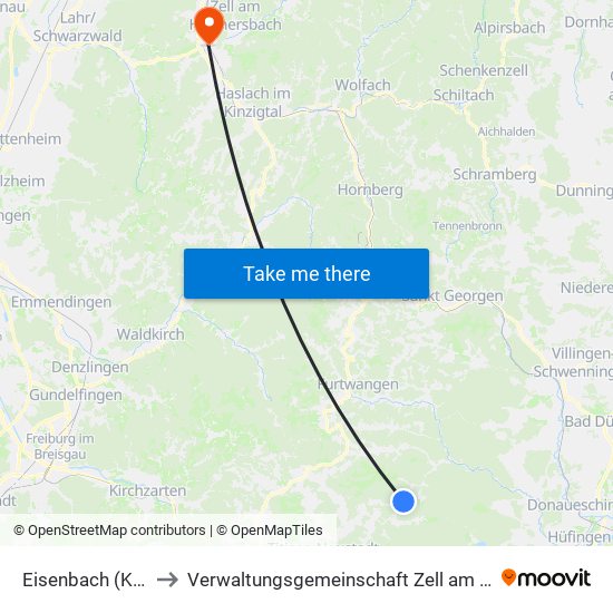 Eisenbach (Kernort) to Verwaltungsgemeinschaft Zell am Harmersbach map