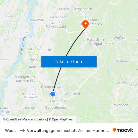 Wasser to Verwaltungsgemeinschaft Zell am Harmersbach map