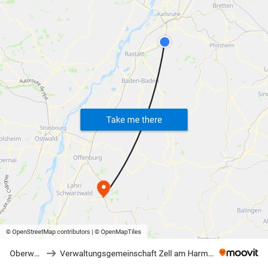 Oberweier to Verwaltungsgemeinschaft Zell am Harmersbach map