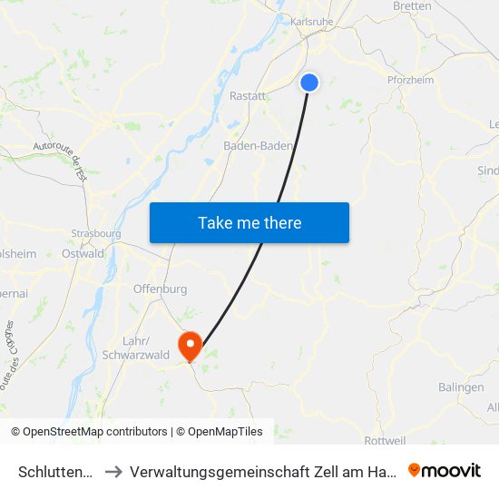 Schluttenbach to Verwaltungsgemeinschaft Zell am Harmersbach map