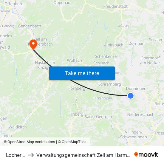 Locherhof to Verwaltungsgemeinschaft Zell am Harmersbach map