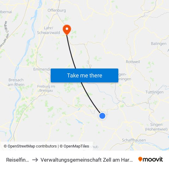Reiselfingen to Verwaltungsgemeinschaft Zell am Harmersbach map