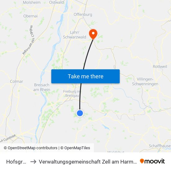 Hofsgrund to Verwaltungsgemeinschaft Zell am Harmersbach map
