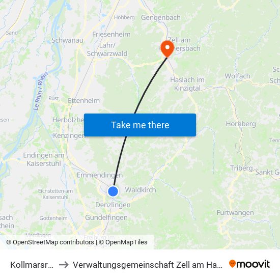 Kollmarsreute to Verwaltungsgemeinschaft Zell am Harmersbach map