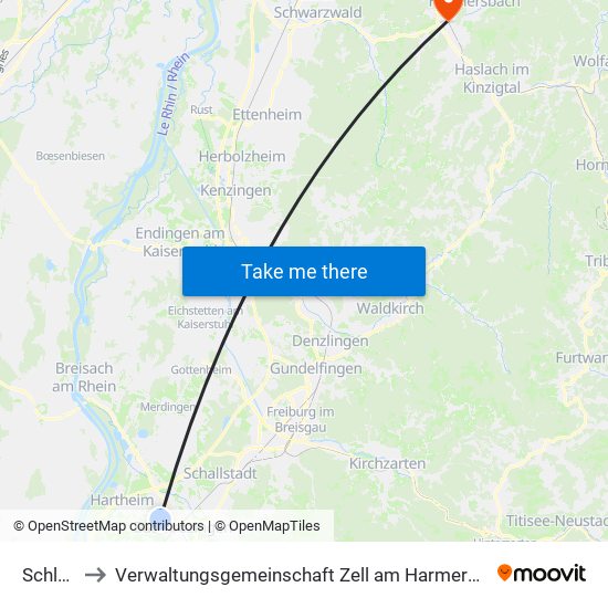 Schlatt to Verwaltungsgemeinschaft Zell am Harmersbach map