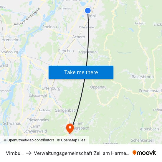 Vimbuch to Verwaltungsgemeinschaft Zell am Harmersbach map