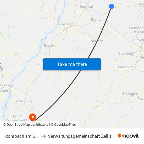 Rohrbach am Gießhübel to Verwaltungsgemeinschaft Zell am Harmersbach map