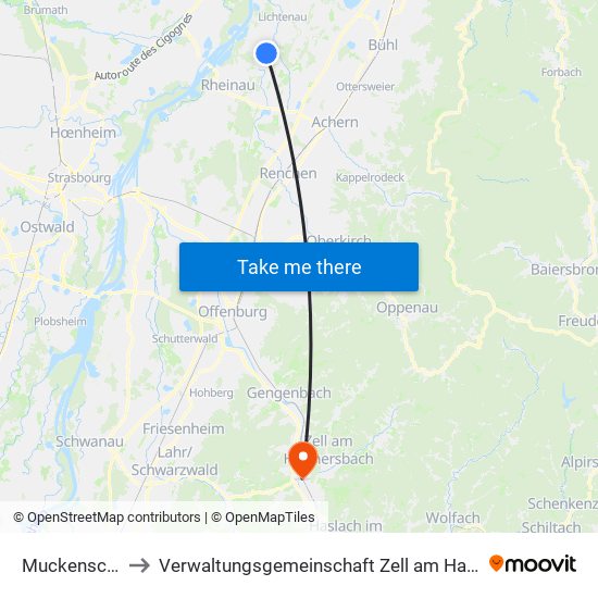 Muckenschopf to Verwaltungsgemeinschaft Zell am Harmersbach map