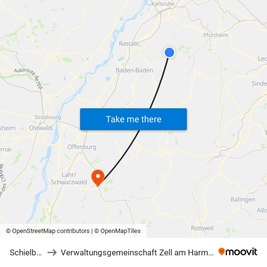 Schielberg to Verwaltungsgemeinschaft Zell am Harmersbach map