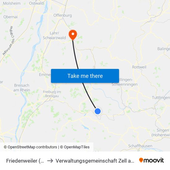 Friedenweiler (Kernort) to Verwaltungsgemeinschaft Zell am Harmersbach map