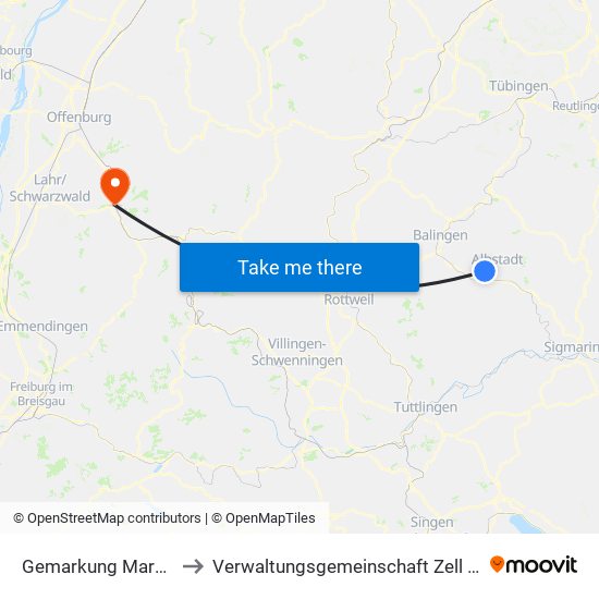 Gemarkung Margrethausen to Verwaltungsgemeinschaft Zell am Harmersbach map