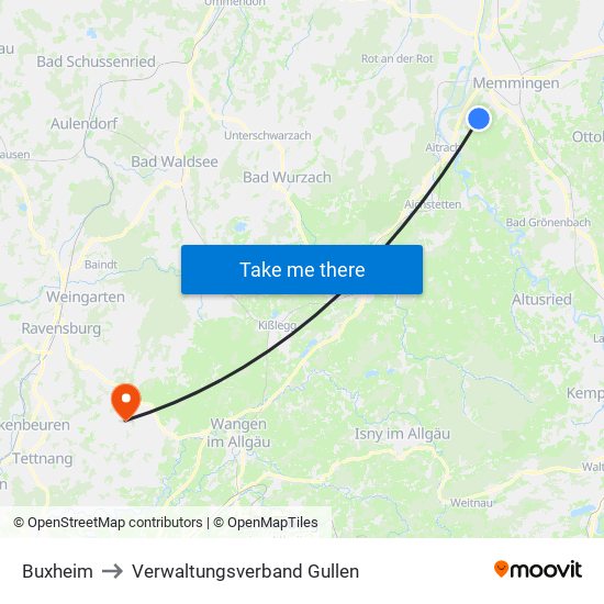 Buxheim to Verwaltungsverband Gullen map