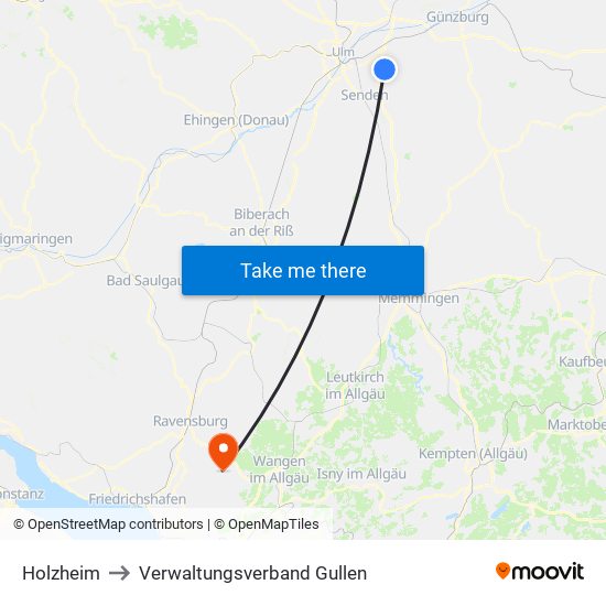 Holzheim to Verwaltungsverband Gullen map