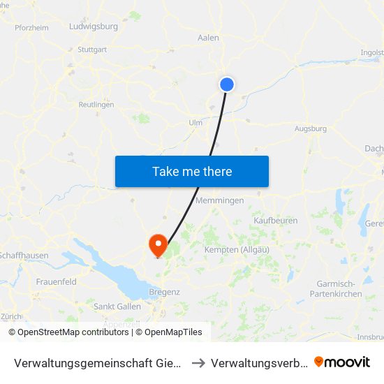 Verwaltungsgemeinschaft Giengen An Der Brenz to Verwaltungsverband Gullen map