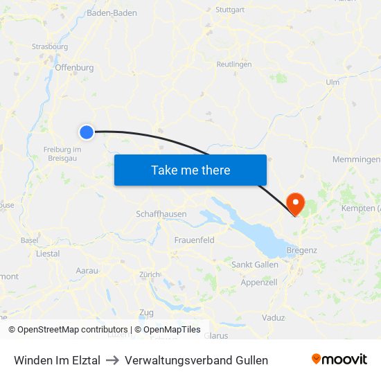 Winden Im Elztal to Verwaltungsverband Gullen map