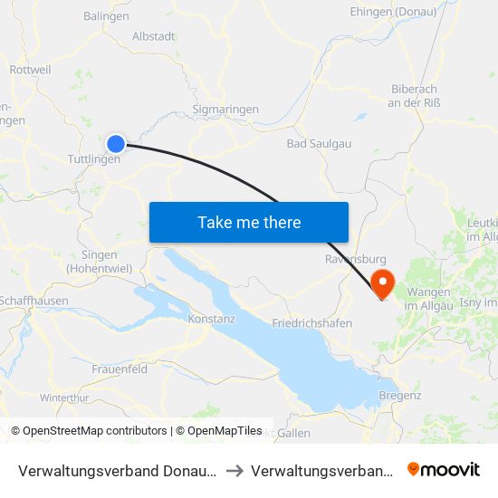 Verwaltungsverband Donau-Heuberg to Verwaltungsverband Gullen map