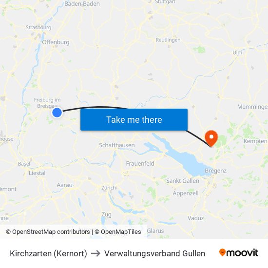 Kirchzarten (Kernort) to Verwaltungsverband Gullen map