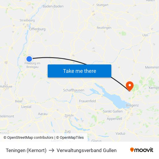 Teningen (Kernort) to Verwaltungsverband Gullen map