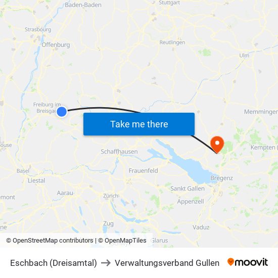 Eschbach (Dreisamtal) to Verwaltungsverband Gullen map