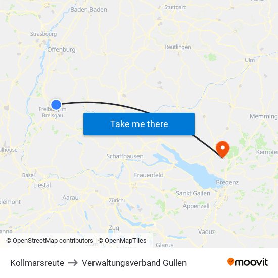 Kollmarsreute to Verwaltungsverband Gullen map