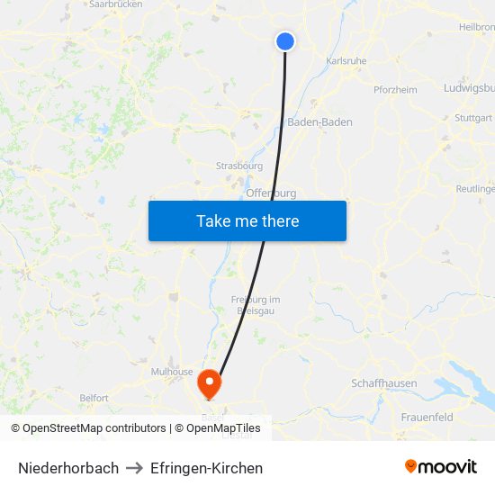 Niederhorbach to Efringen-Kirchen map