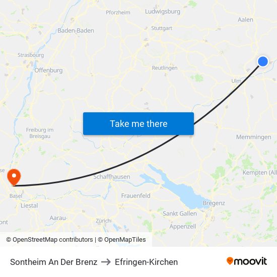 Sontheim An Der Brenz to Efringen-Kirchen map