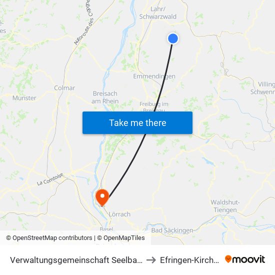 Verwaltungsgemeinschaft Seelbach to Efringen-Kirchen map