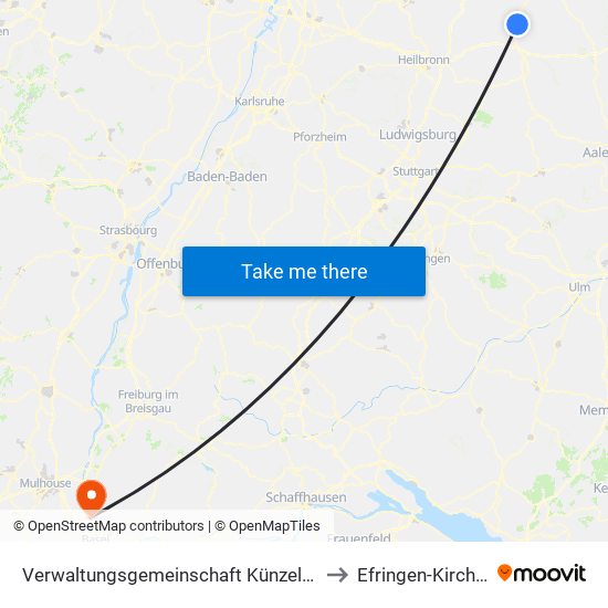 Verwaltungsgemeinschaft Künzelsau to Efringen-Kirchen map