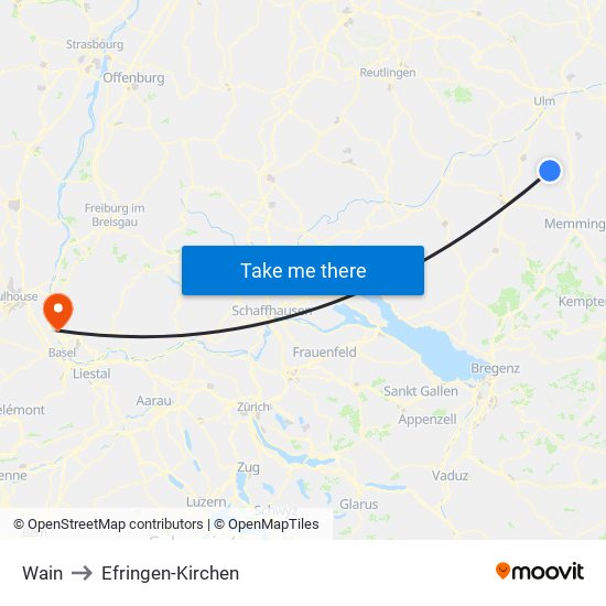 Wain to Efringen-Kirchen map