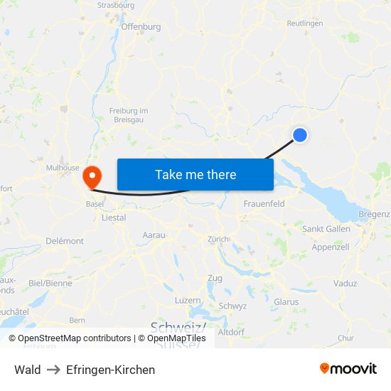 Wald to Efringen-Kirchen map