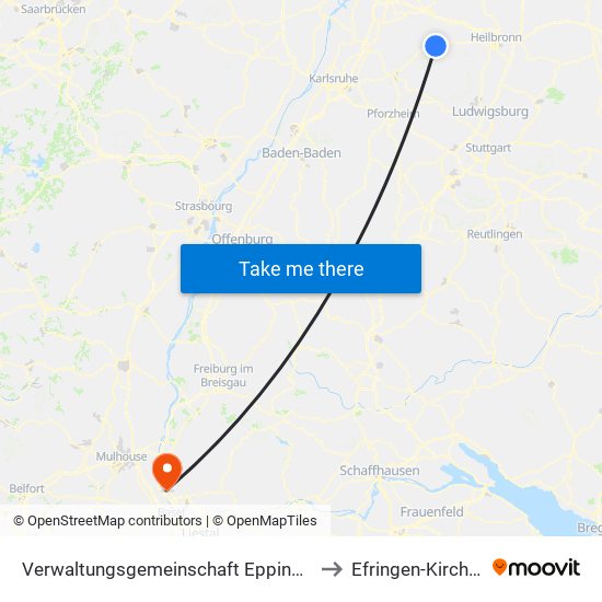 Verwaltungsgemeinschaft Eppingen to Efringen-Kirchen map