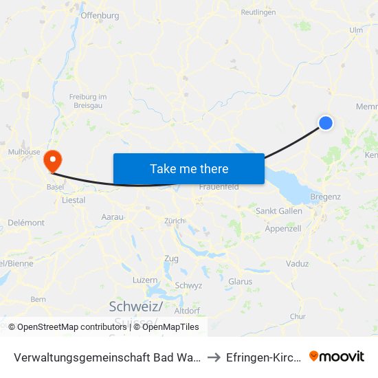 Verwaltungsgemeinschaft Bad Waldsee to Efringen-Kirchen map