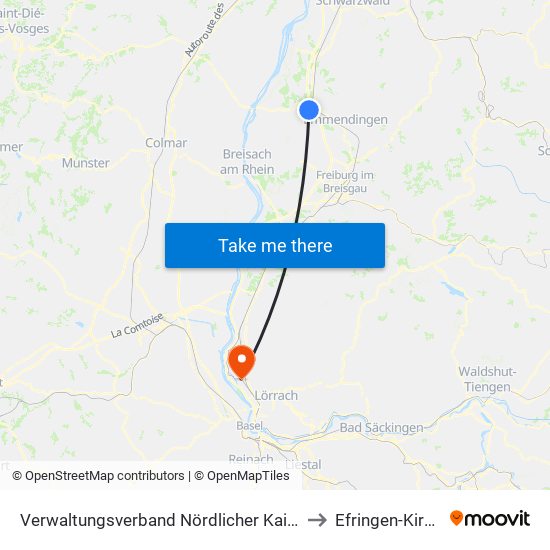 Verwaltungsverband Nördlicher Kaiserstuhl to Efringen-Kirchen map