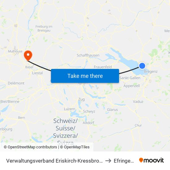Verwaltungsverband Eriskirch-Kressbronn am Bodensee-Langenargen to Efringen-Kirchen map