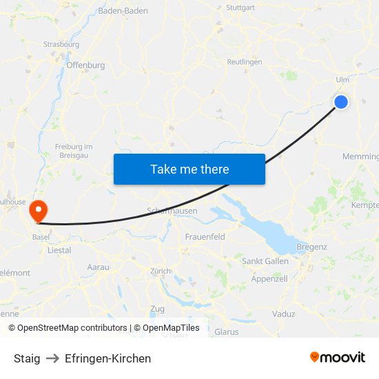 Staig to Efringen-Kirchen map