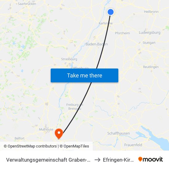 Verwaltungsgemeinschaft Graben-Neudorf to Efringen-Kirchen map