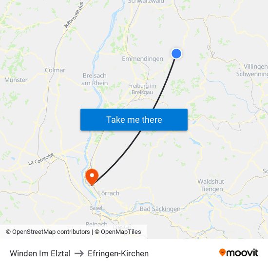 Winden Im Elztal to Efringen-Kirchen map