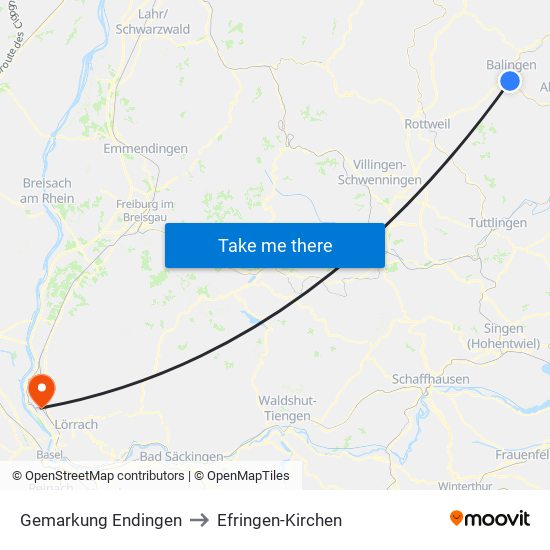 Gemarkung Endingen to Efringen-Kirchen map