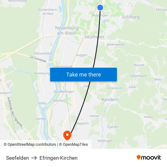 Seefelden to Efringen-Kirchen map