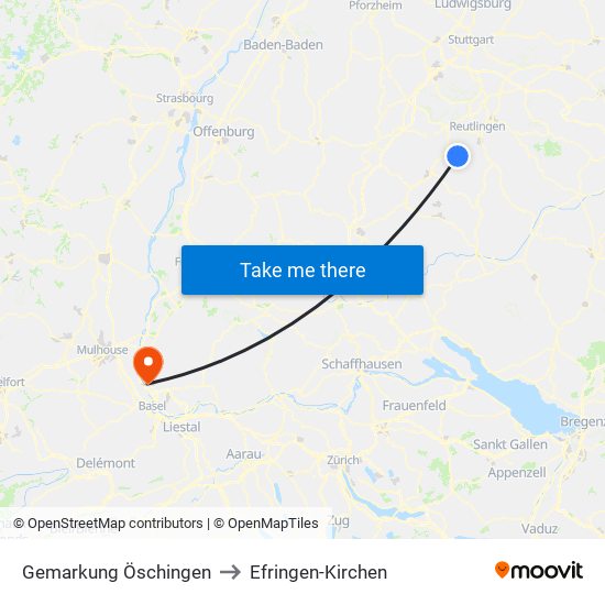 Gemarkung Öschingen to Efringen-Kirchen map