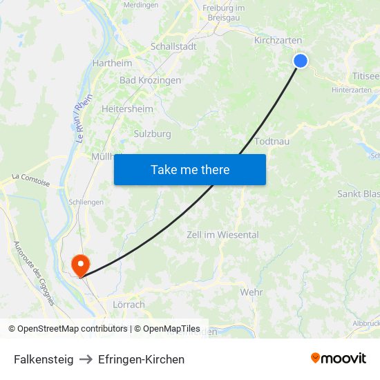 Falkensteig to Efringen-Kirchen map