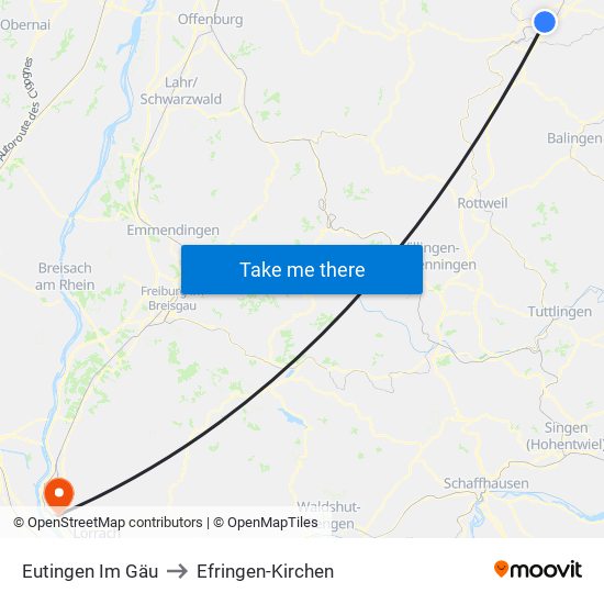 Eutingen Im Gäu to Efringen-Kirchen map