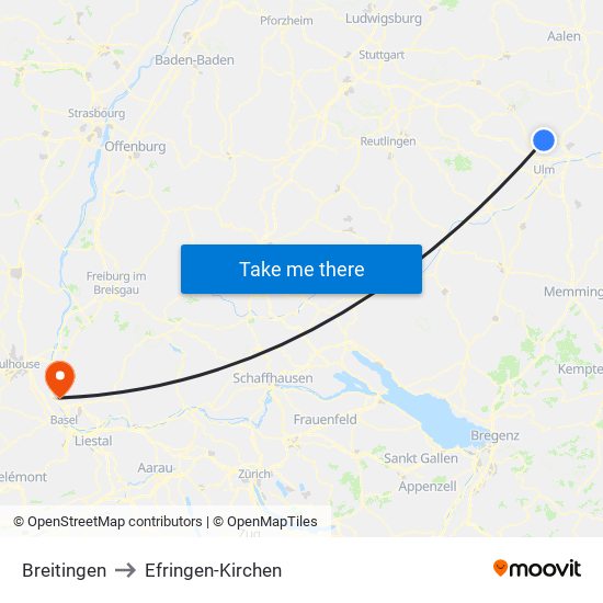 Breitingen to Efringen-Kirchen map