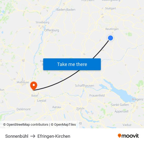 Sonnenbühl to Efringen-Kirchen map