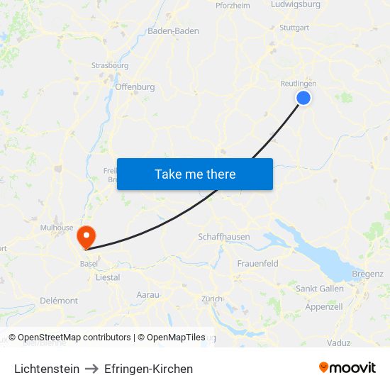 Lichtenstein to Efringen-Kirchen map