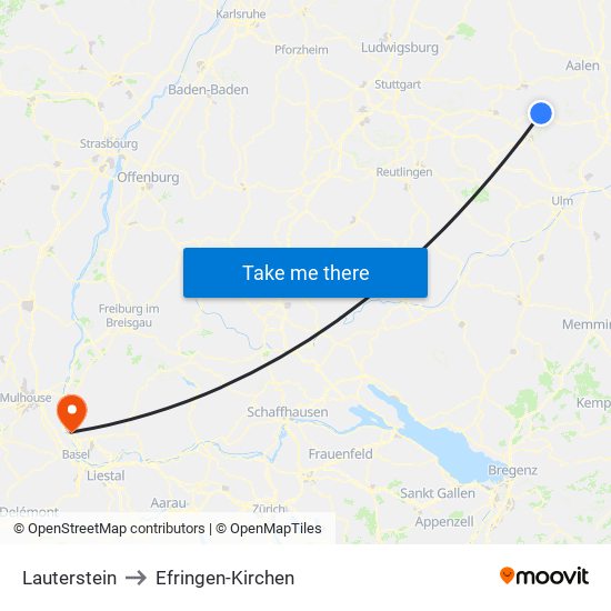 Lauterstein to Efringen-Kirchen map