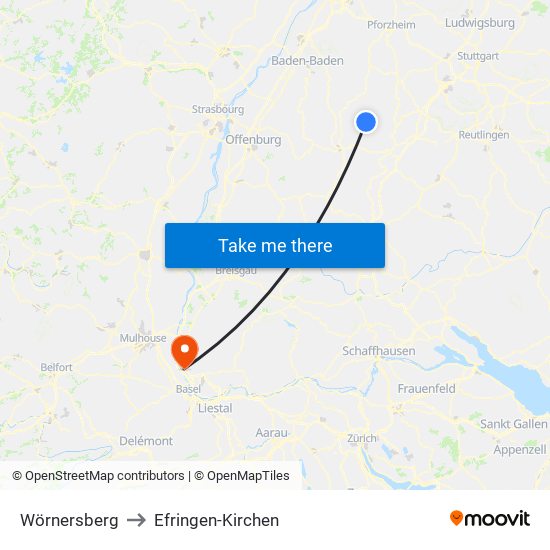 Wörnersberg to Efringen-Kirchen map