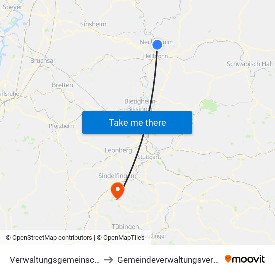 Verwaltungsgemeinschaft Neckarsulm to Gemeindeverwaltungsverband Holzgerlingen map