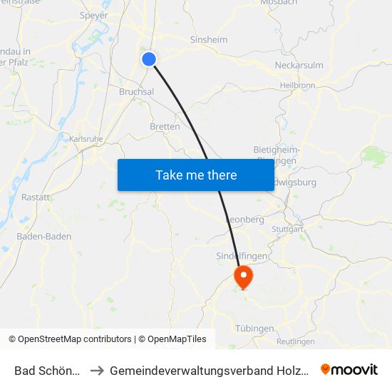 Bad Schönborn to Gemeindeverwaltungsverband Holzgerlingen map